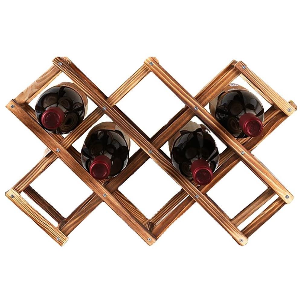 Customized wooden wine and red wine storage rack, 10 bottle wine rack, desktop vertical wine bottle rack