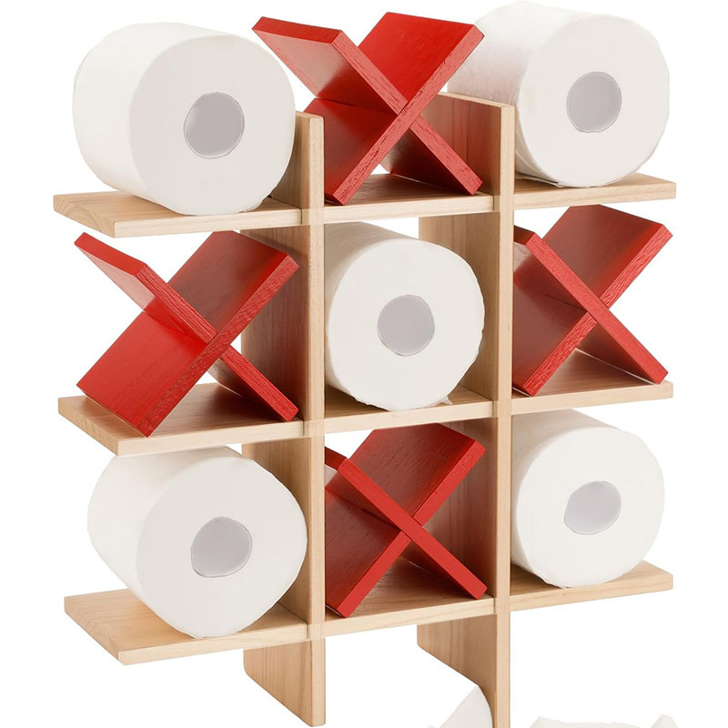 Decorative Wooden Napkin Storage Rack Creative  Toilet Paper Roll Display Rack Multi-cell Paper Towel Storage Rack