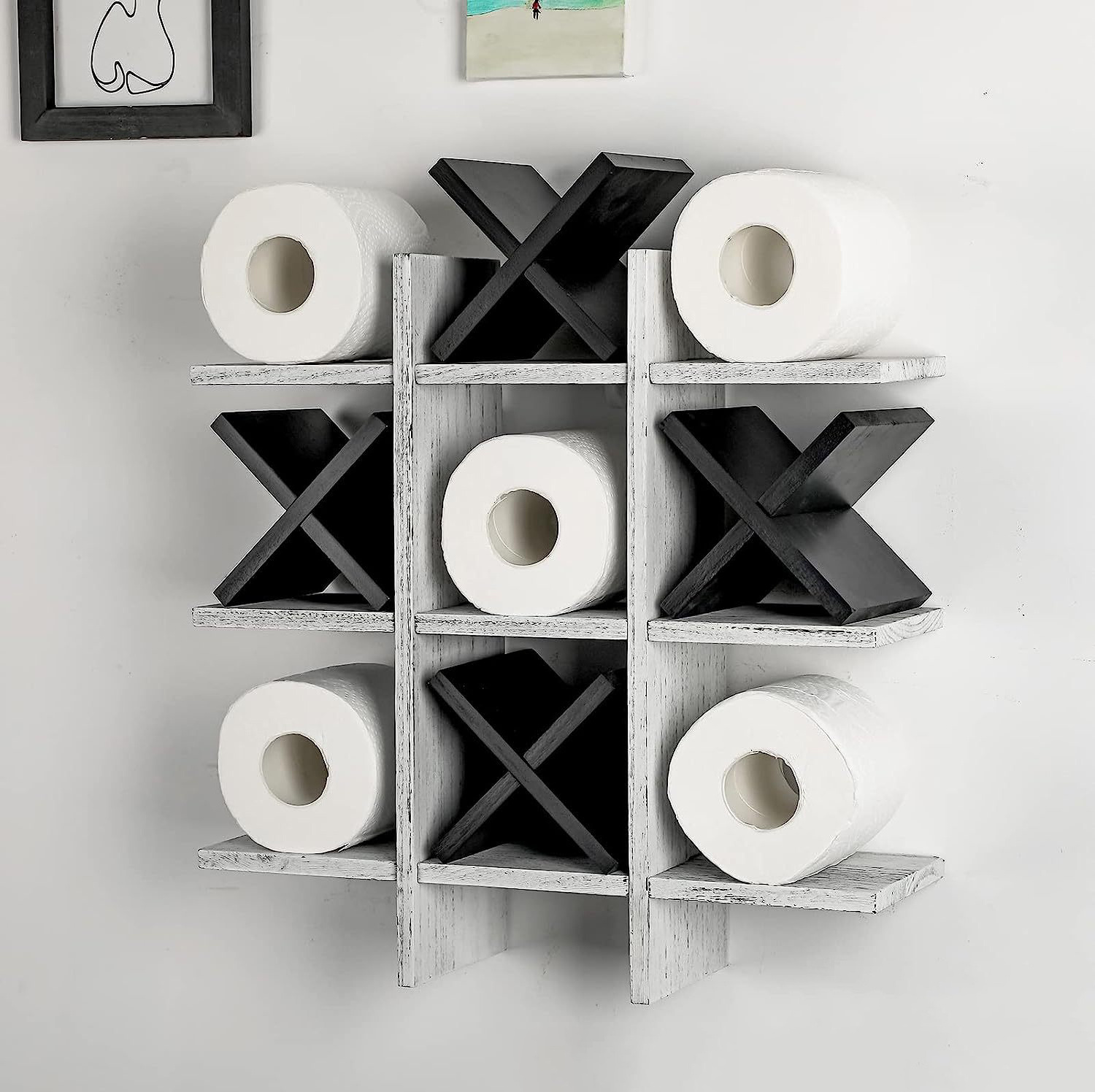 Decorative Wooden Napkin Storage Rack Creative  Toilet Paper Roll Display Rack Multi-cell Paper Towel Storage Rack