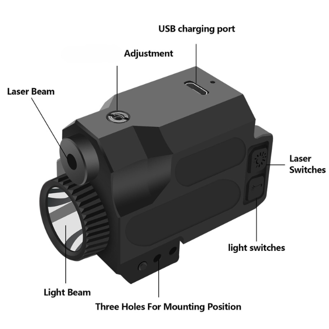 Red Laser Sight Flashlight Combo Red Dot Laser Sight