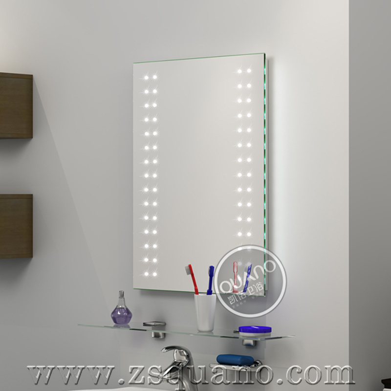 Compact 800mm aluminum battery operated LED bathroom Mirror with lights