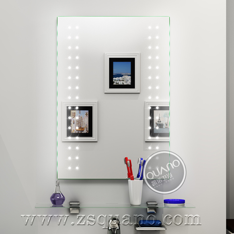 Compact 800mm aluminum battery operated LED bathroom Mirror with lights