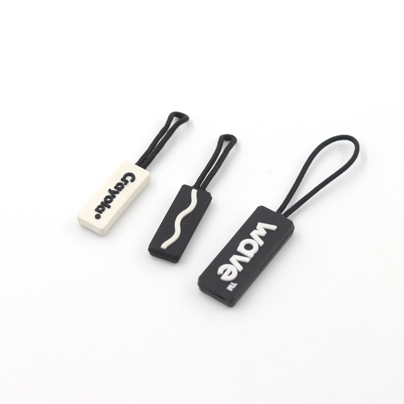 Factory custom clothing PVC zipper puller luggage rubber zipper puller zipper pull slider