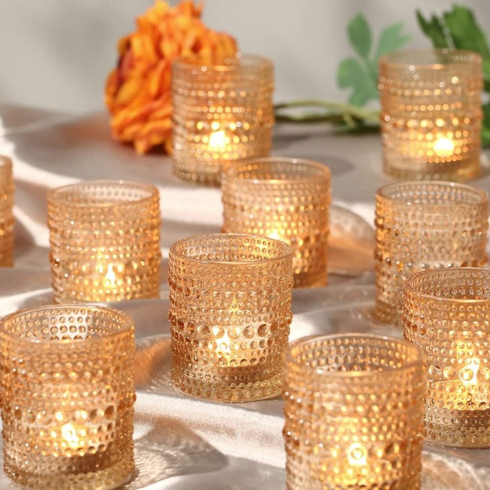 Gold glass candlestick cup Aromatherapy candle cup votive glass candle