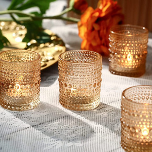 Gold glass candlestick cup Aromatherapy candle cup votive glass candle