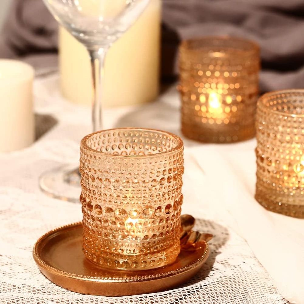 Gold glass candlestick cup Aromatherapy candle cup votive glass candle