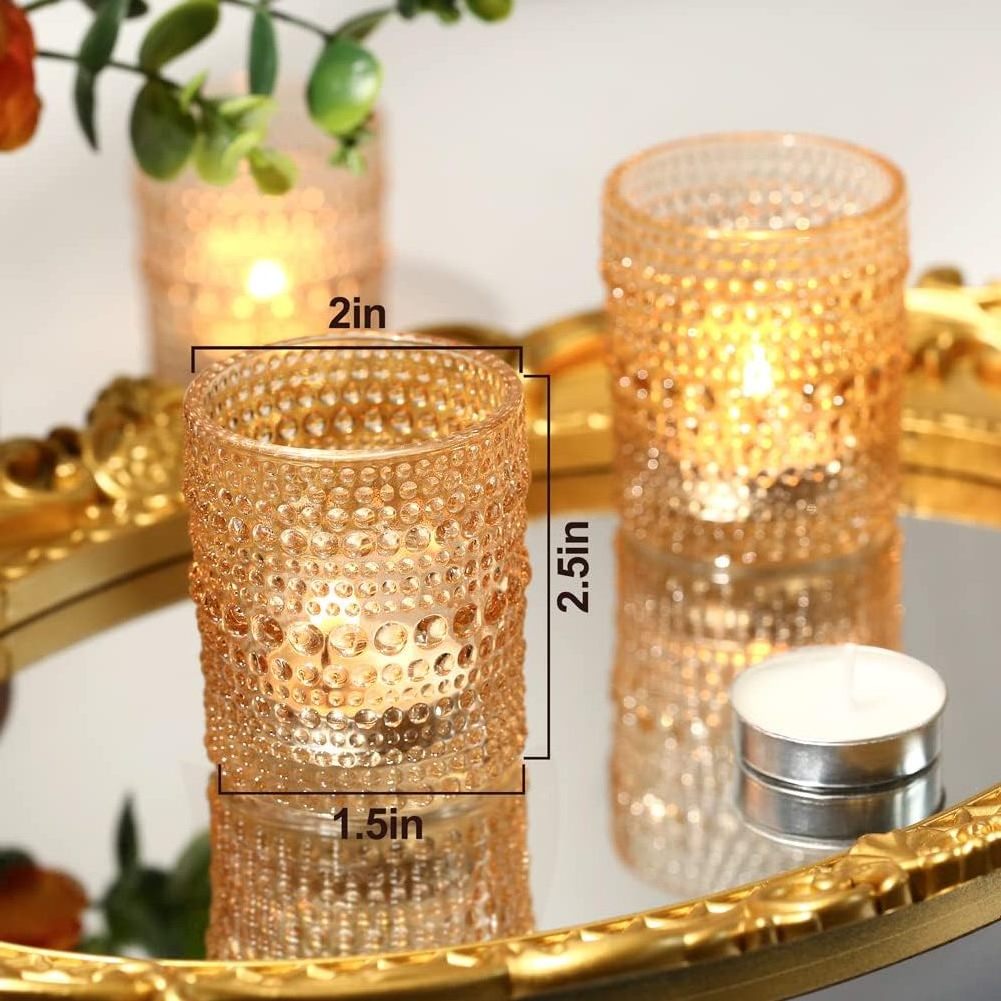 Gold glass candlestick cup Aromatherapy candle cup votive glass candle