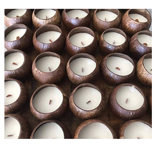 Wholesale wood wick coconut bowl candle private label coconut shell candle custom natural fragrance coconut candle