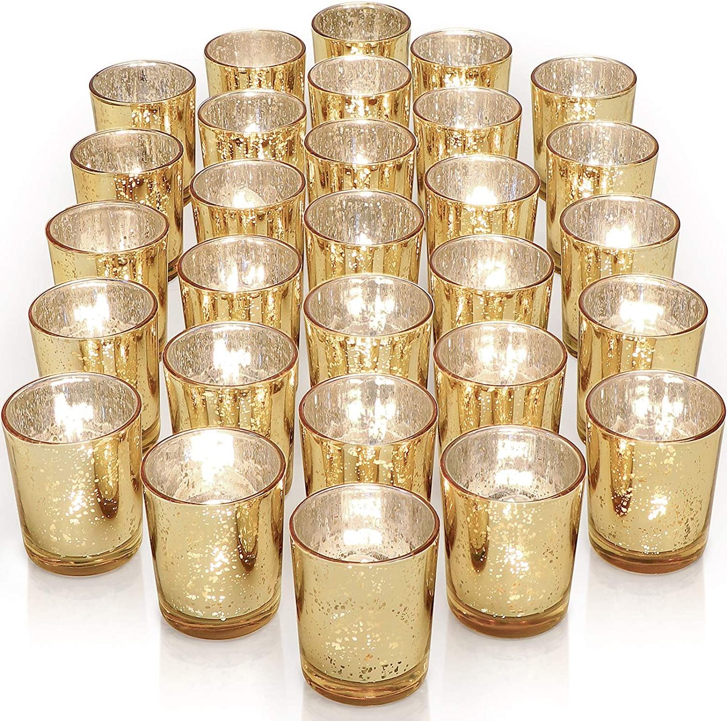 Gold Votive Candle Holders Set of Speckled Mercury Gold Glass Candle Holder Bulk  Ideal Candle Jars for Wedding Centerpieces