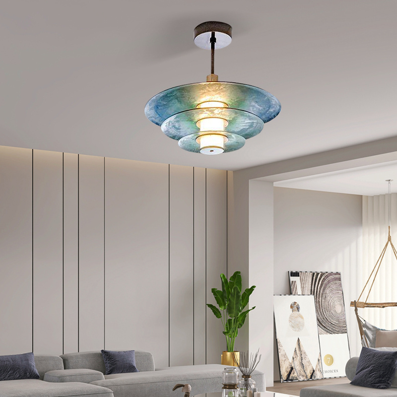 Energy-saving milk white glass lampshade led ceiling light fixture with remote control