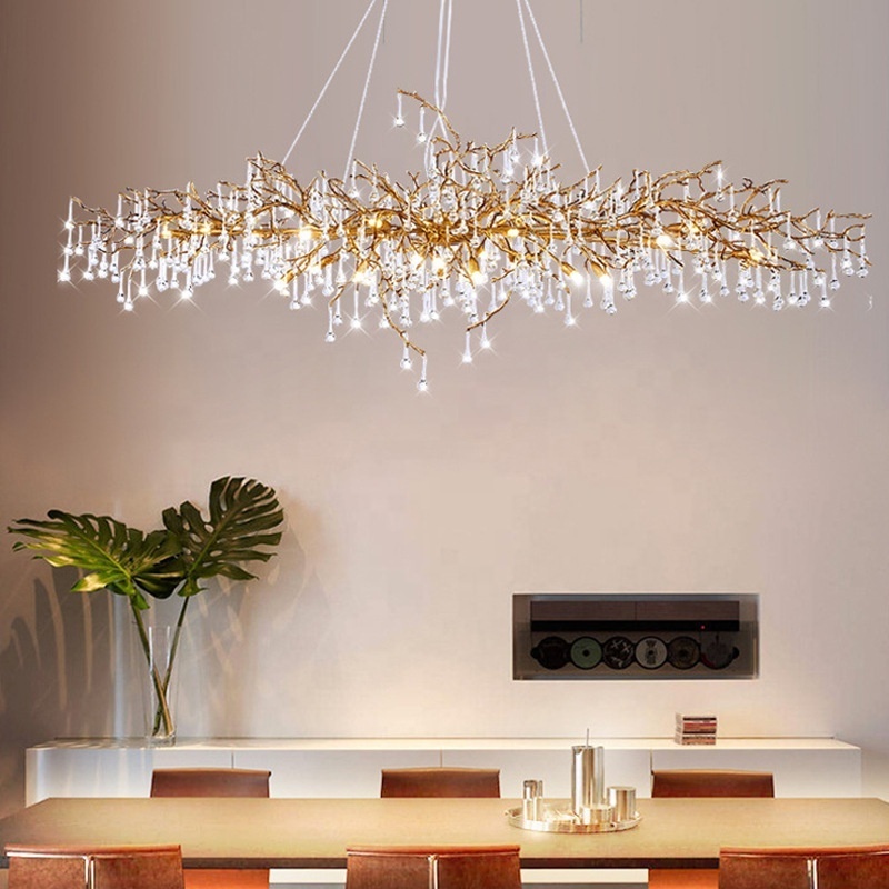 Manufacturers direct sales of modern light luxury crystal drop chandelier villa hotel decorative lighting