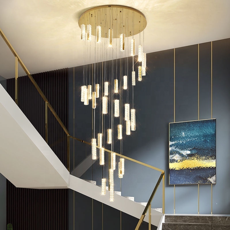 Simple modern crystal led chandelier in living room and dining room decoration lighting