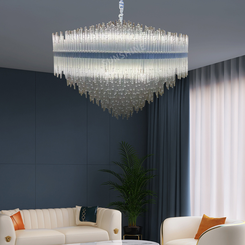 Modern luxury large high ceiling spiral stairs lamp led pendant light ...