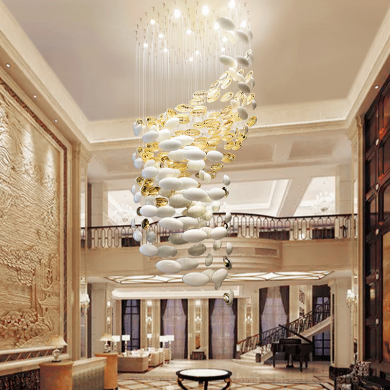 Hotel Lobby Modern Led Crystal Chandelier Ceiling Light Luxury Raindrop Flush Mount Pendant Lamp Light Fixtures