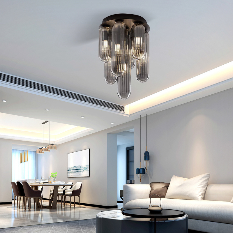 High stability black glass light round ceiling light fixture led for home