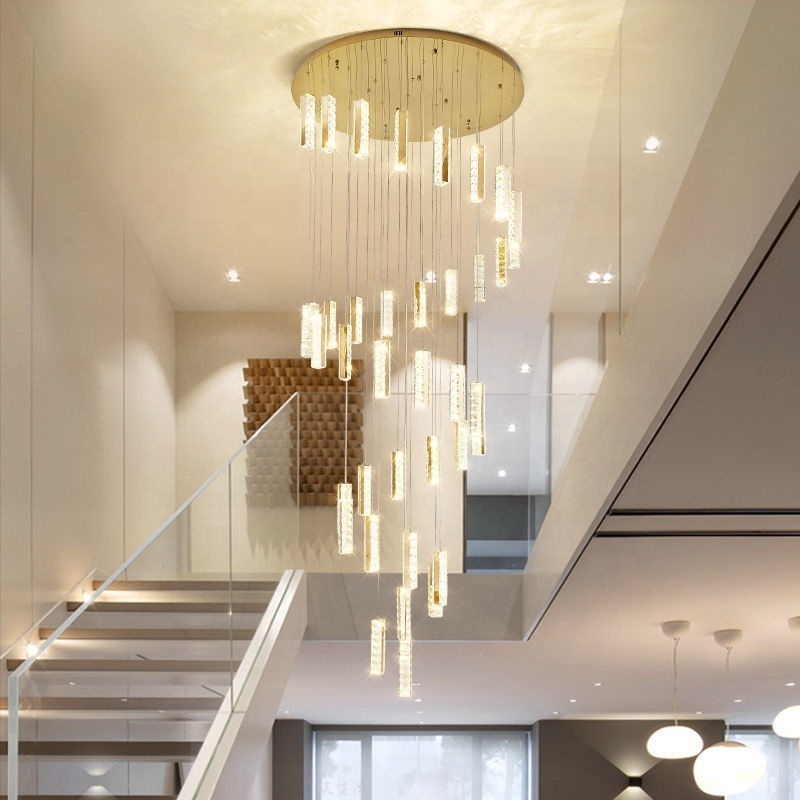 Simple modern crystal led chandelier in living room and dining room decoration lighting