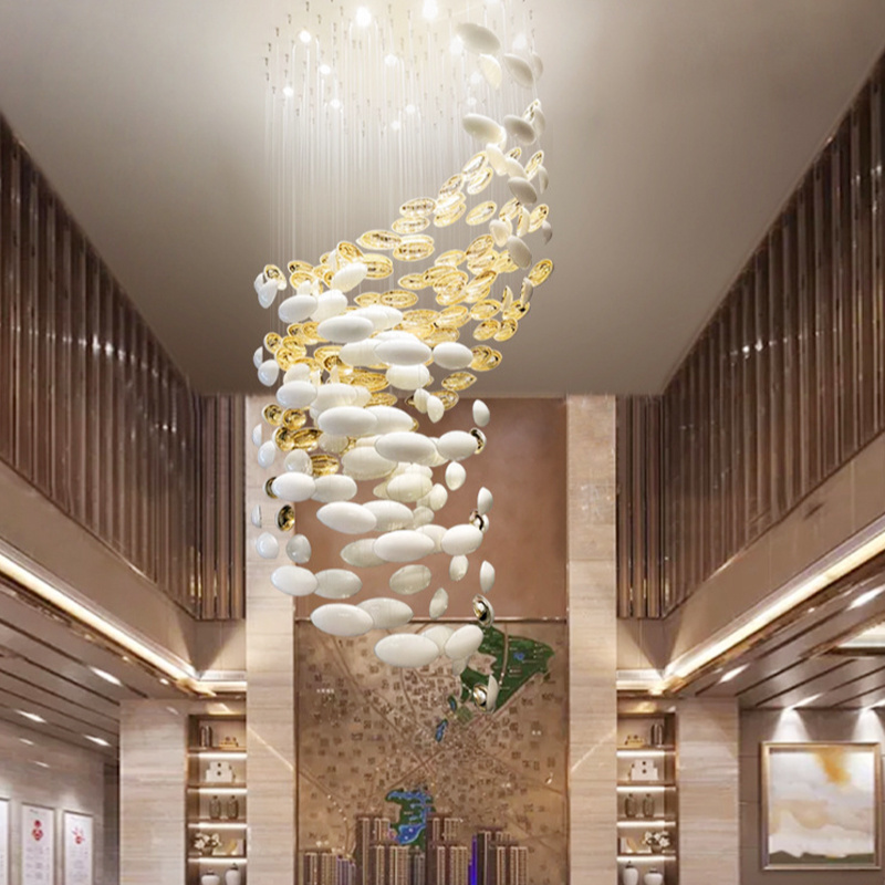 Hotel Lobby Modern Led Crystal Chandelier Ceiling Light Luxury Raindrop Flush Mount Pendant Lamp Light Fixtures