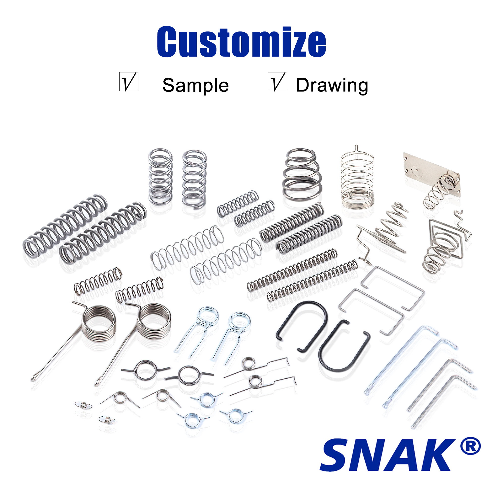 SNAK Factory Customized Stainless Steel Helical Spring Torsion Tension Compression Coil Springs Spring