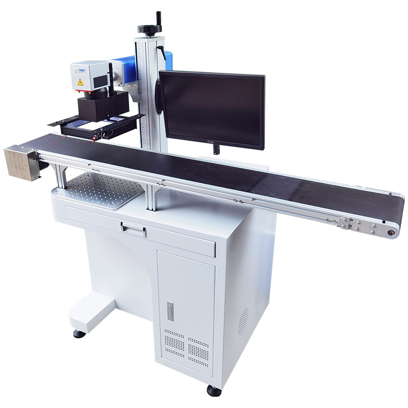 JPT Automatic Feeding Laser Marker 20w 30w 50w Fiber Laser Flying Marking Machine with Conveyor Belt for Pen Marking