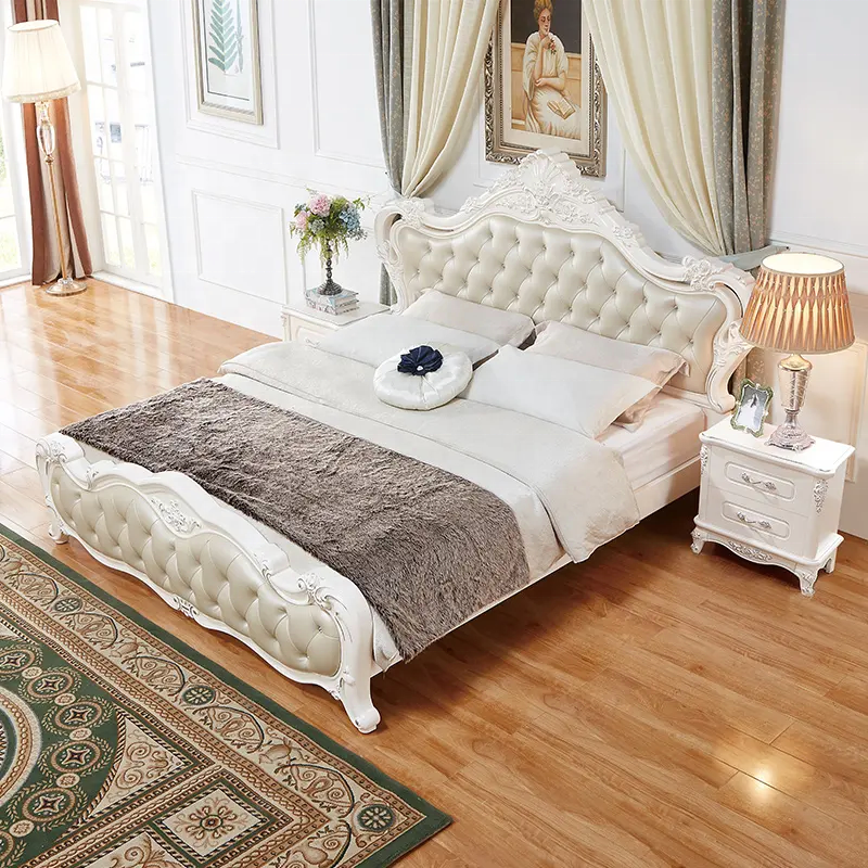 121515 Quanu bedroom furniture vintage queen bed luxury european french style double bed frame