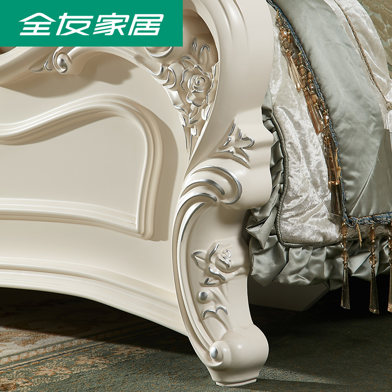 121507 Best Royal European Style Carving Genuine Faux Luxury Leather Tufted Bed