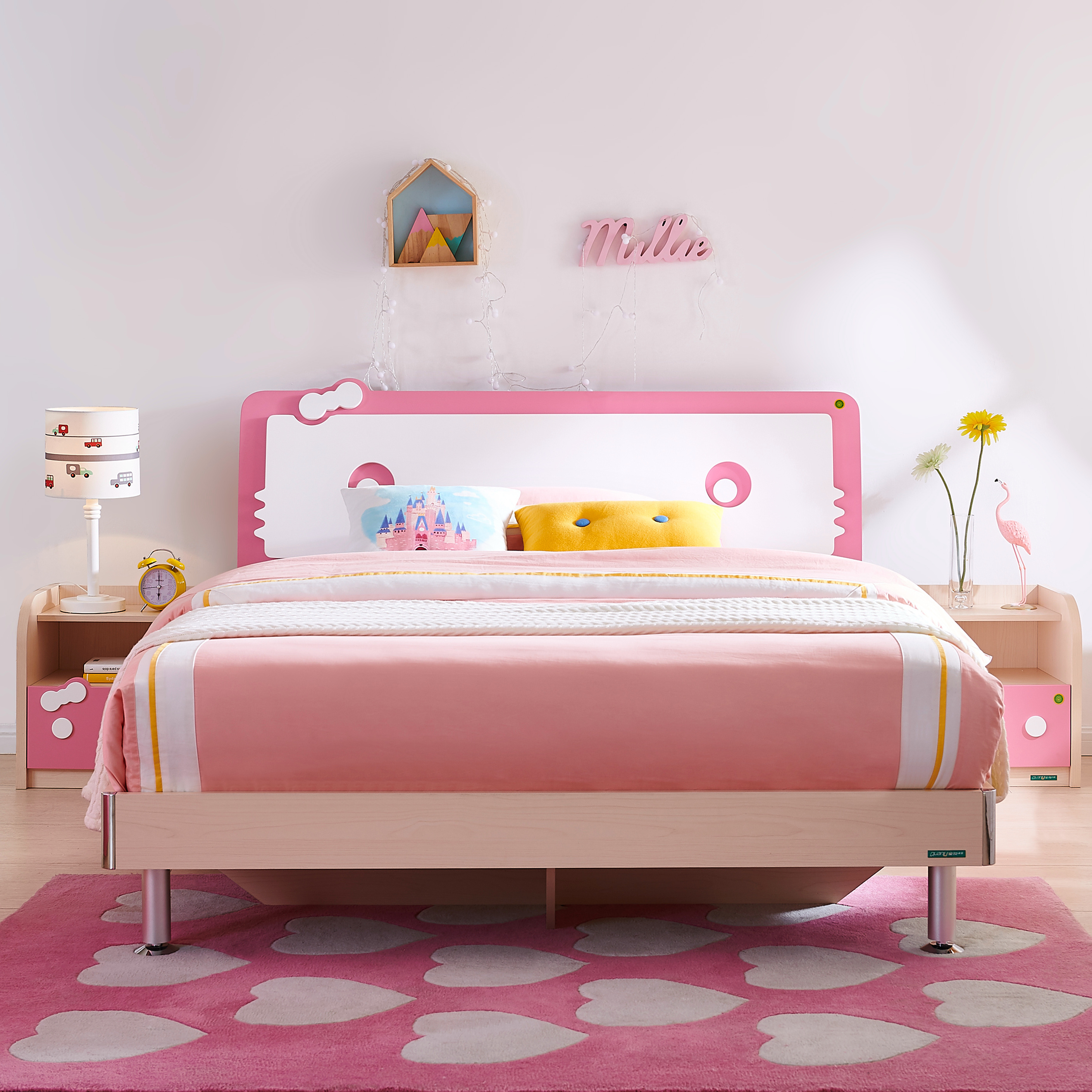 106208 Modern children bed set furniture pink girl princess children beds