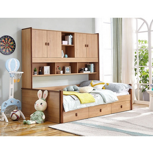 121329 modern nordic multifunction solid wood bedroom bed single wooden storage home bed