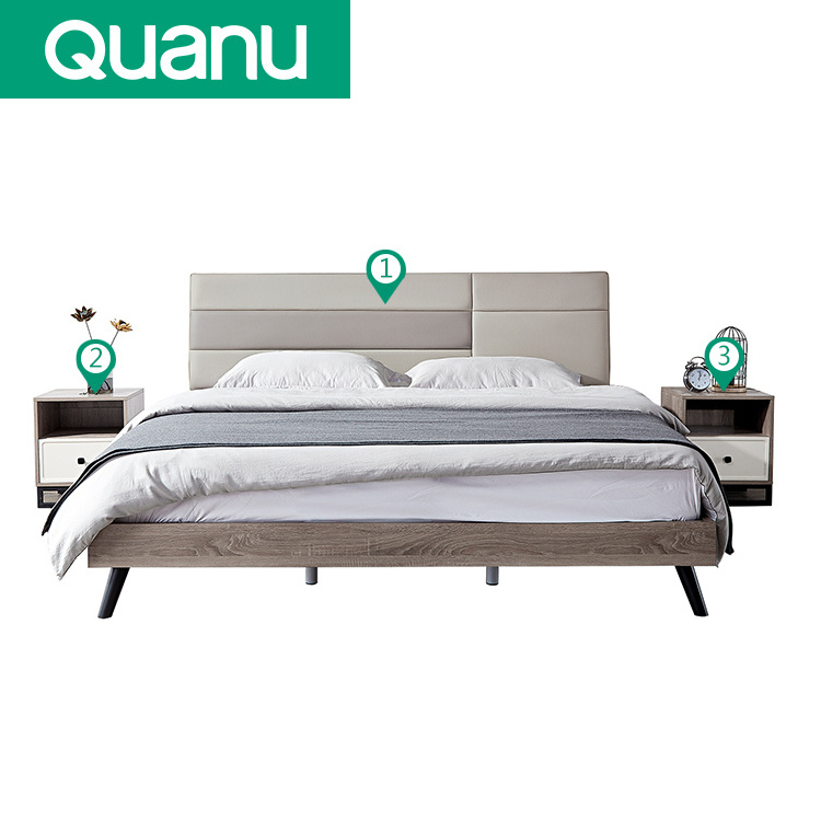 125601 Quanu Home simple double bed 1.8 m modern nordic upholstered panel bed