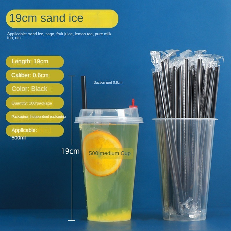 Disposable color PP plastic juice cold drink coffee independent packaging transparent pearl milk tea straight big straw wholesa