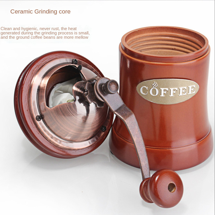 Vintage Design Mini Coffee Grinders Manual Home Cafe Ceramic Burr Stainless Steel Hand Crank Coffee Grinder