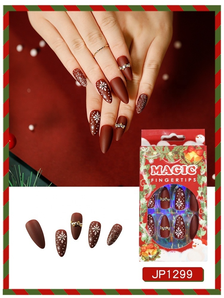 QY Nails for Kids Glued Christmas Style Press on Abs Acrylic Press on Nails