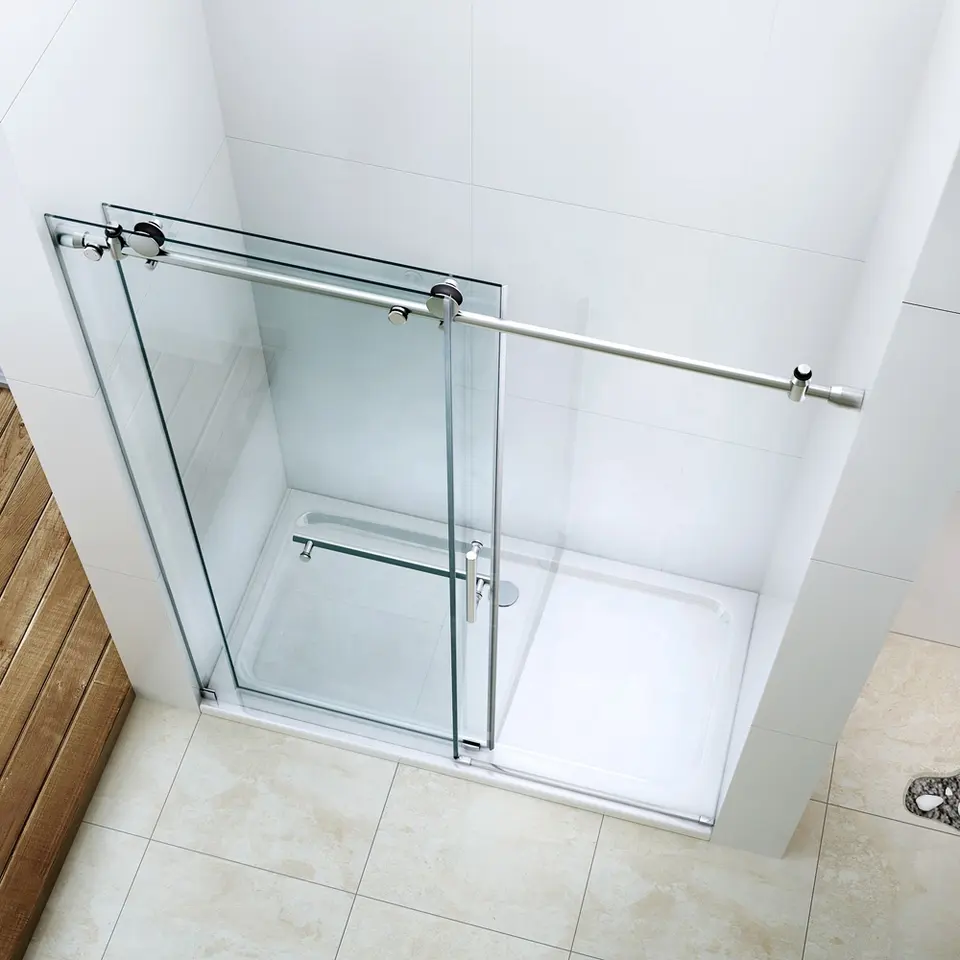 Frameless Interior Frosted Glass Bathroom Sliding Shower Door