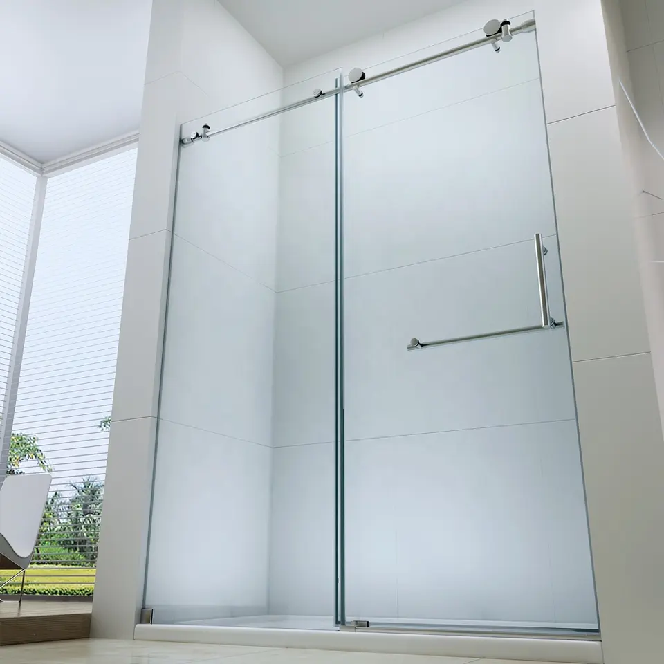 Frameless Interior Frosted Glass Bathroom Sliding Shower Door