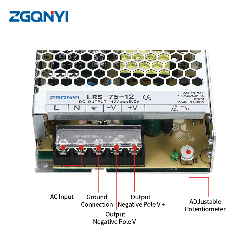 LRS-75W-12V 35W 50W 75W 100W 150W 200W 350W AC 110V 220V to 5V 12V 24V 36V 48V DC Switching Power Supply