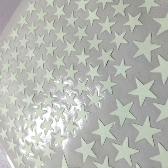 Custom die cut shape glow sticker in the dark for room decoration Wholesale green light luminous stars stickers