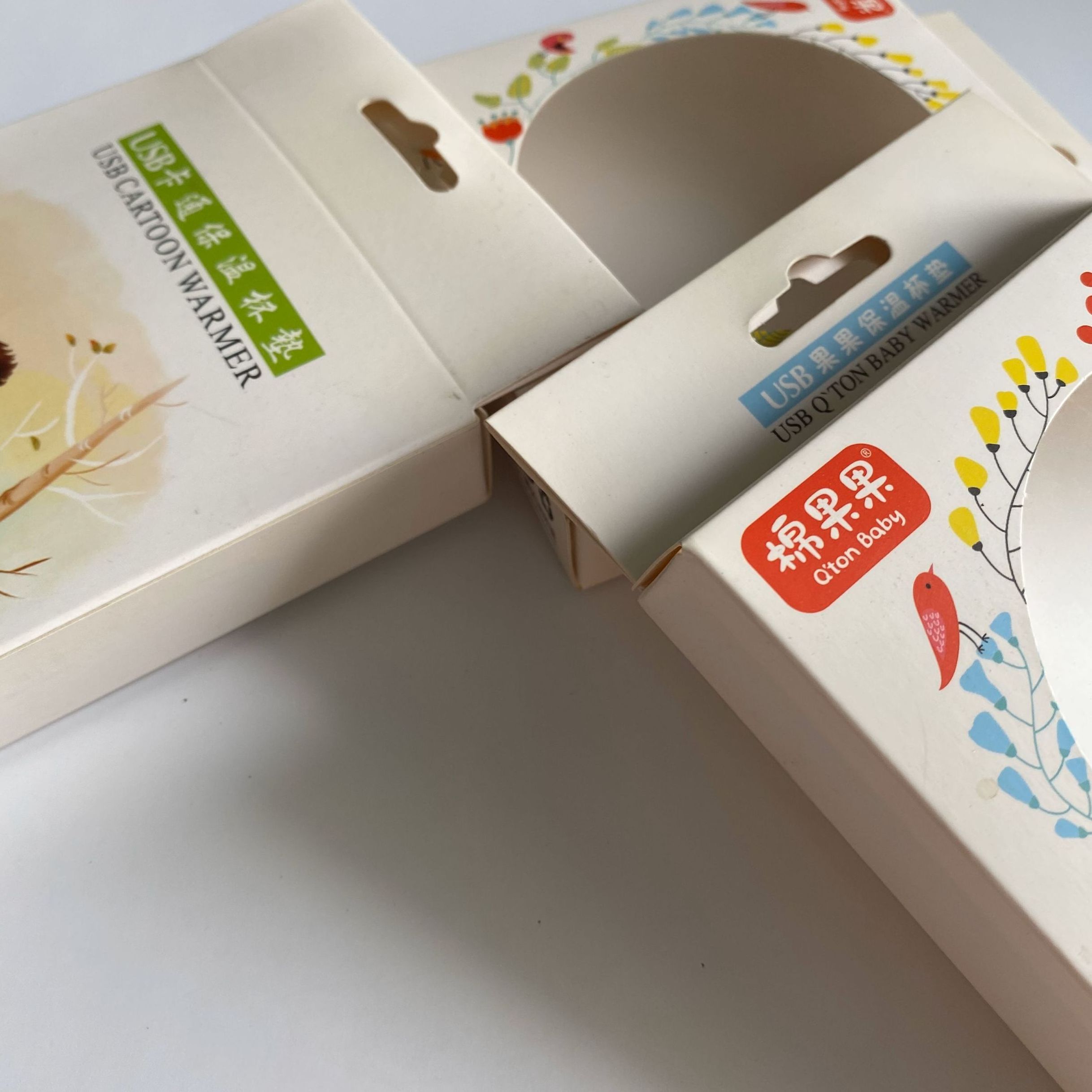 Recyclable white paperboard folding packaging box with clear window Custom logo coaster retail paper packing boxes