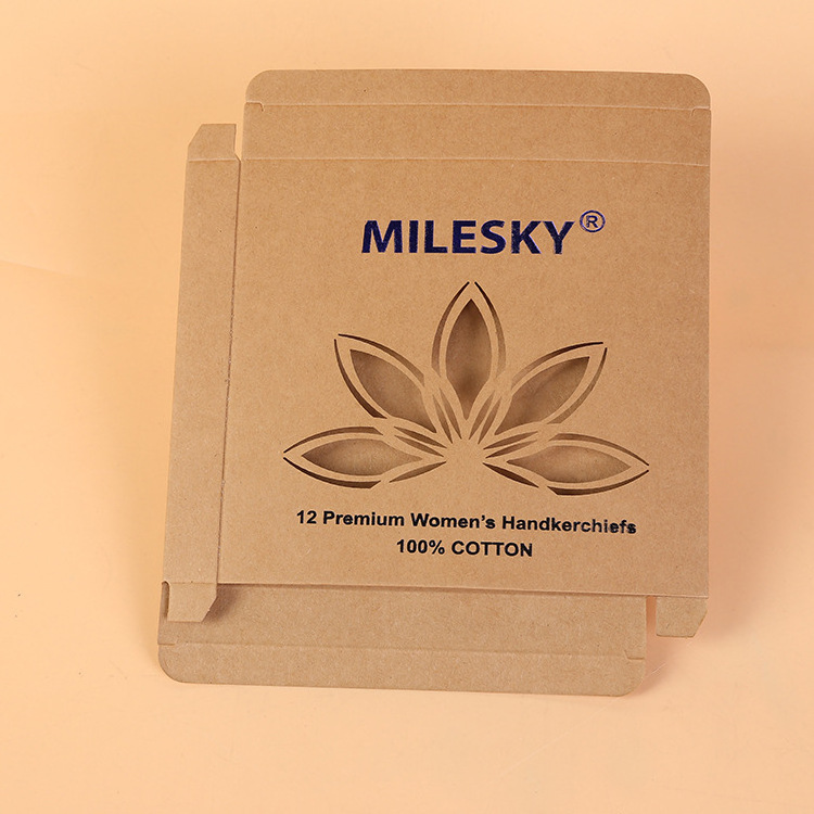 Custom logo biodegradable folding kraft paper packing boxes with clear window Retail handkerchief packaging box