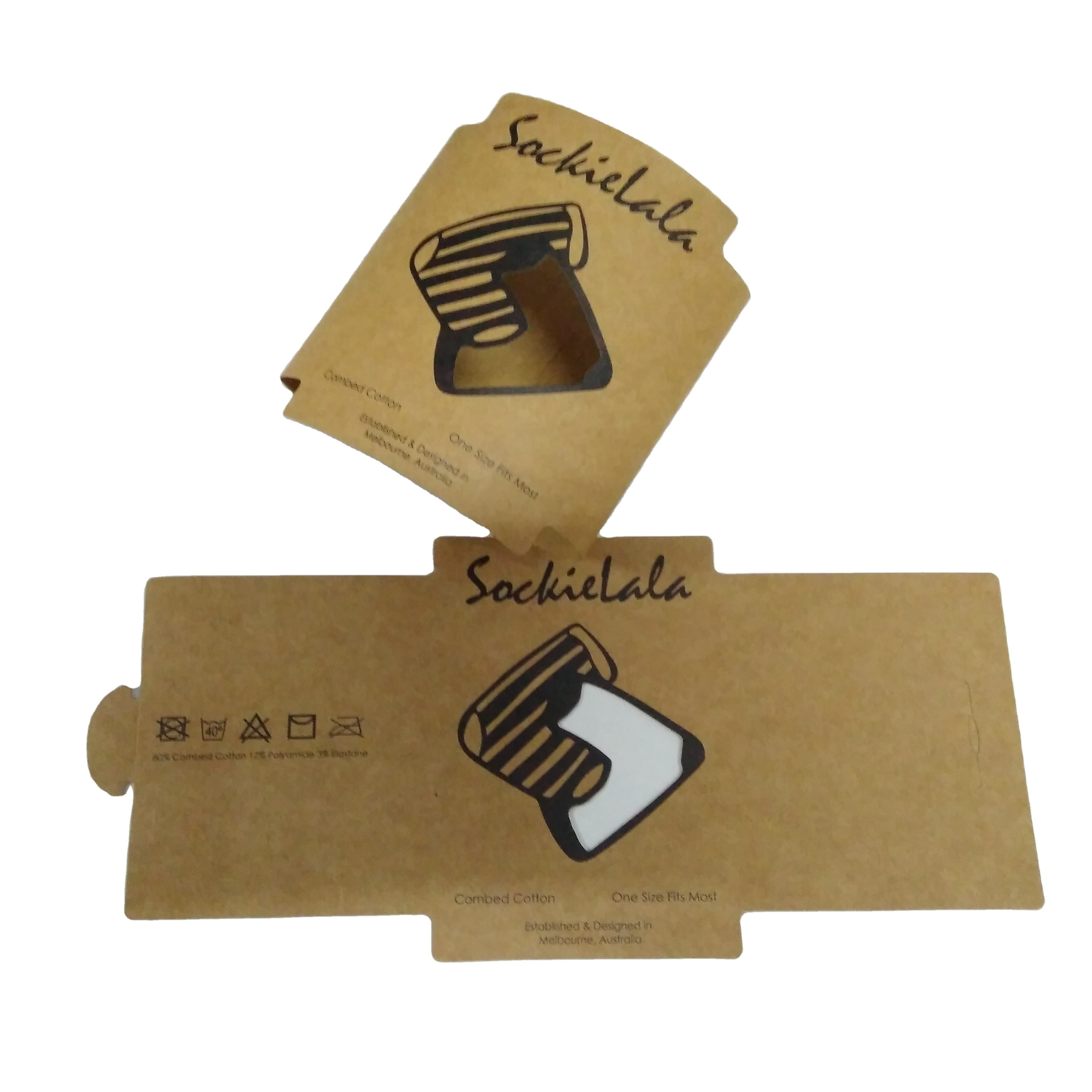 Custom order biodegradable kraft paper sock sleeve packaging