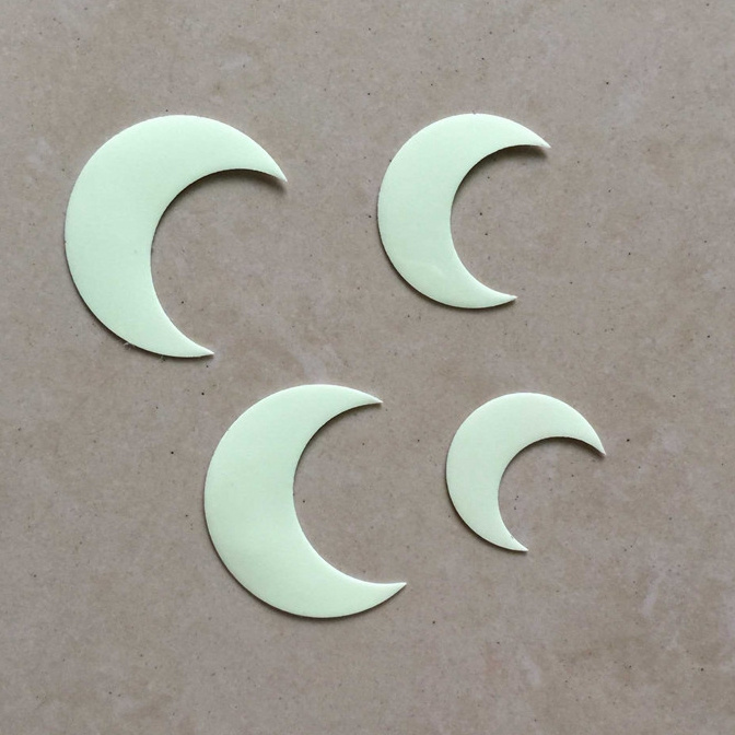 Custom die cut shaped green light luminous stickers Retail Maple leaf butterfly glow sticker in the dark