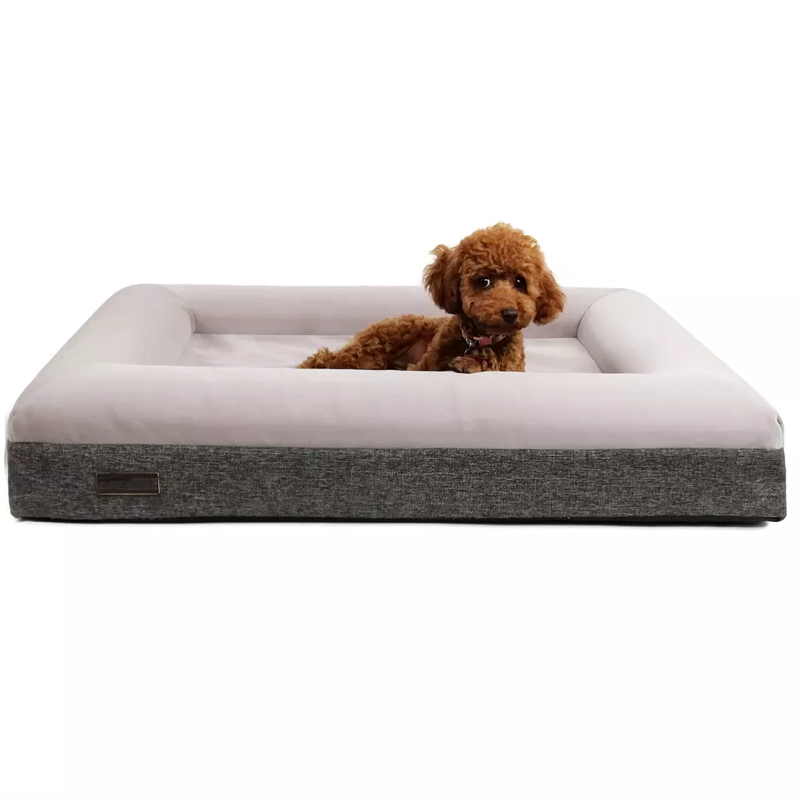 Wholesale Washable Removable Cover Waterproof Linen Neutral Cream Yarn Boucle Orthopaedic Memory Foam Pet Dog Bed