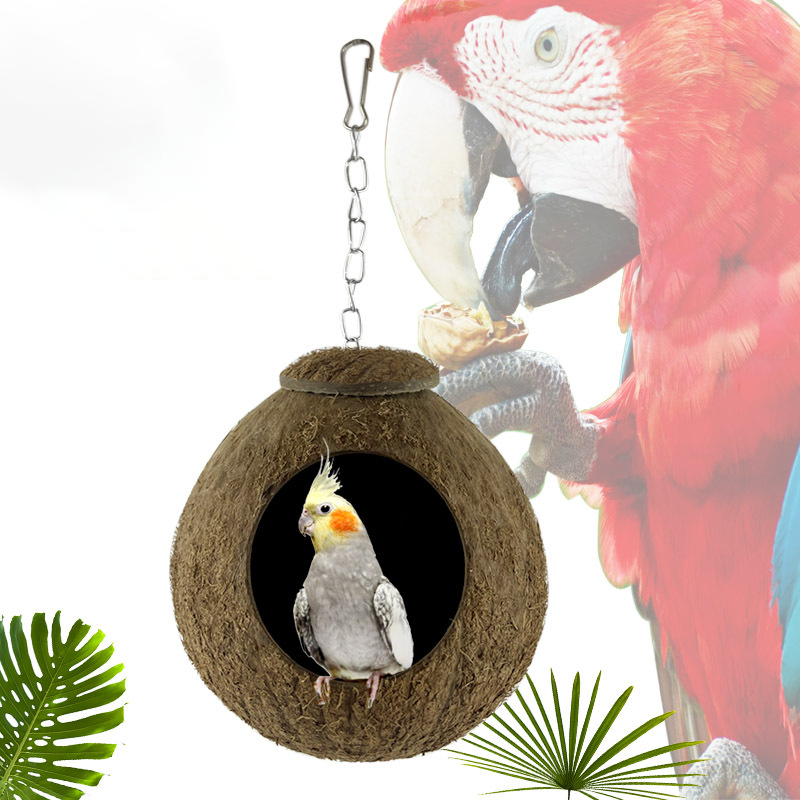 High Quality Rattan Weaving Parrot Cage  Rattan Nest Nibble Swing Stand Hanging Basket Cage Bird Toys with Bells