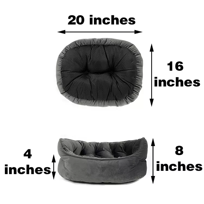 Hot Sale Grey Comfortable High Sense Premium Faux Suede Fabric Soft Velvet Plush Pet Sofa Bed with Non-slip Bottom