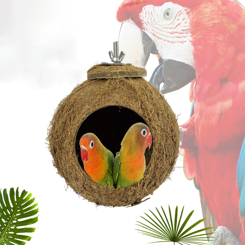 High Quality Rattan Weaving Parrot Cage  Rattan Nest Nibble Swing Stand Hanging Basket Cage Bird Toys with Bells