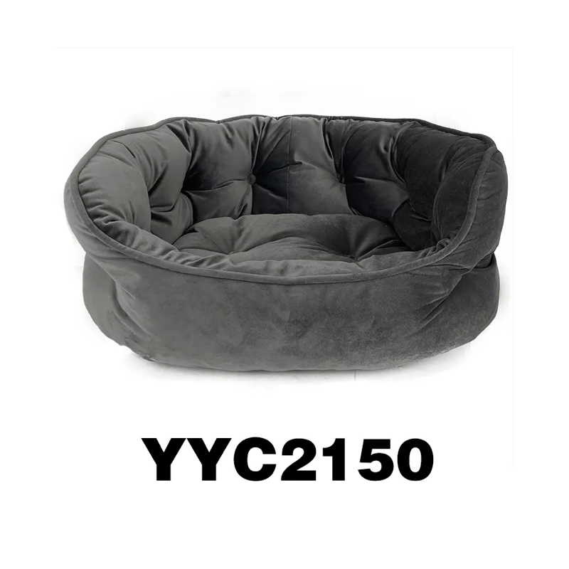 Hot Sale Grey Comfortable High Sense Premium Faux Suede Fabric Soft Velvet Plush Pet Sofa Bed with Non-slip Bottom