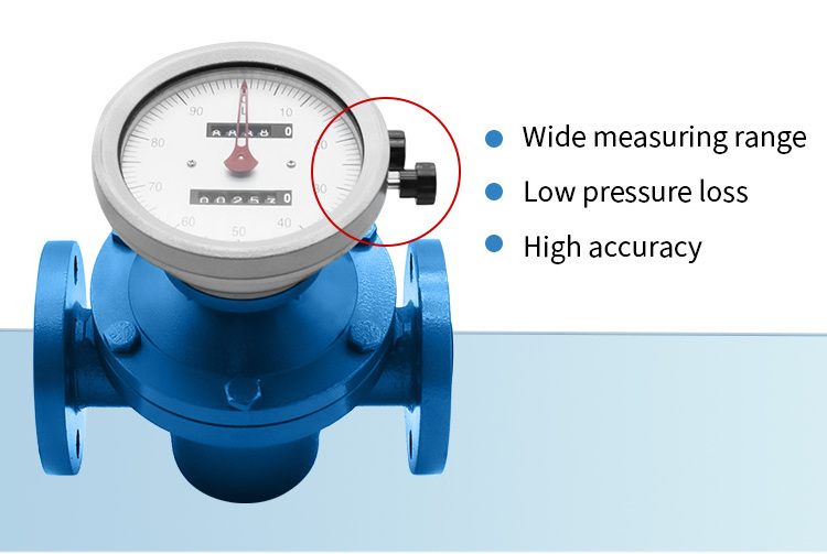 High precision diesel metering oval gear flow meter gasoline petroleum mechanical pointer display positive displacement flange