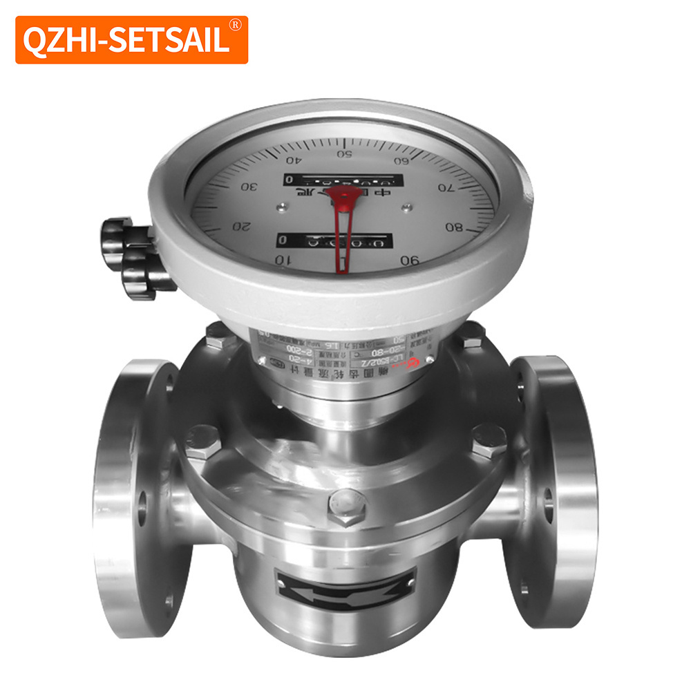 High precision diesel metering oval gear flow meter gasoline petroleum mechanical pointer display positive displacement flange