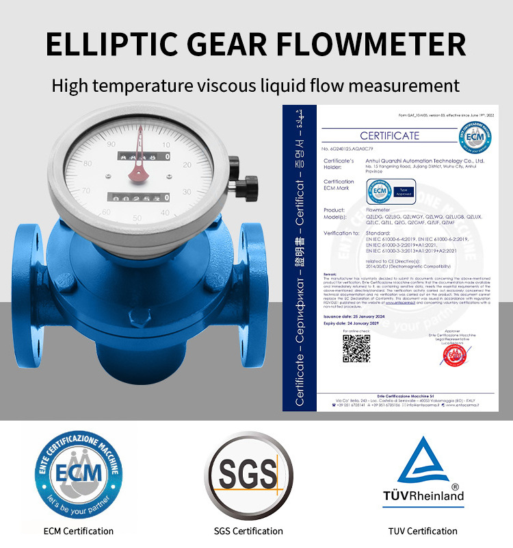 High precision diesel metering oval gear flow meter gasoline petroleum mechanical pointer display positive displacement flange