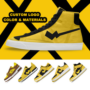 Yellow Custom OEM Private Label Blank Blazeres Mid Hightop Colorful Manufacturer Women Casual Men Shoe Canvas Sneaker With Logo