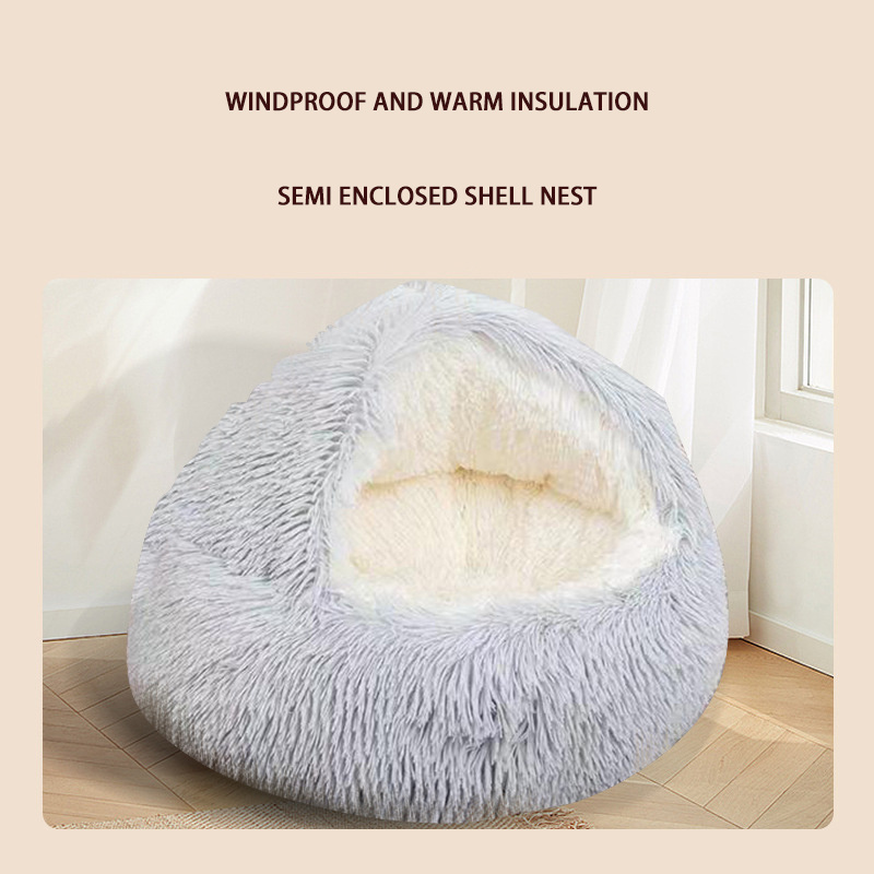 Indoor Cat Puppy Sleeping Faux Fur Warm Soft Plush Machine Washable Pet Bed  Non-Slip Bottom Cat Cushion Cave Bed