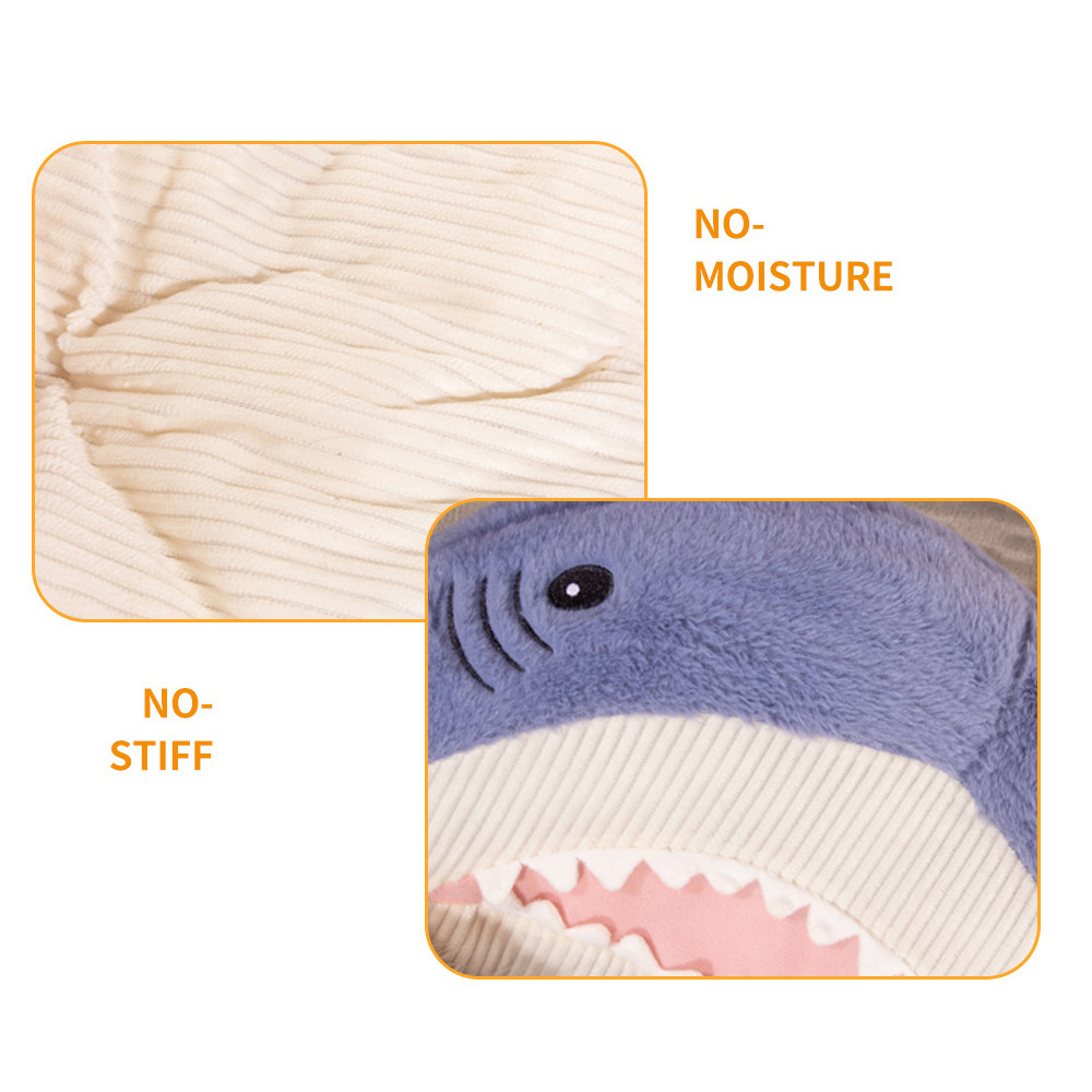 Winter Cute Shark Shaped Warm Dog Cat Pet Bed Washable Cotton Cushion Sleeping Bed Washable Large Cat Dog Sofa Bed